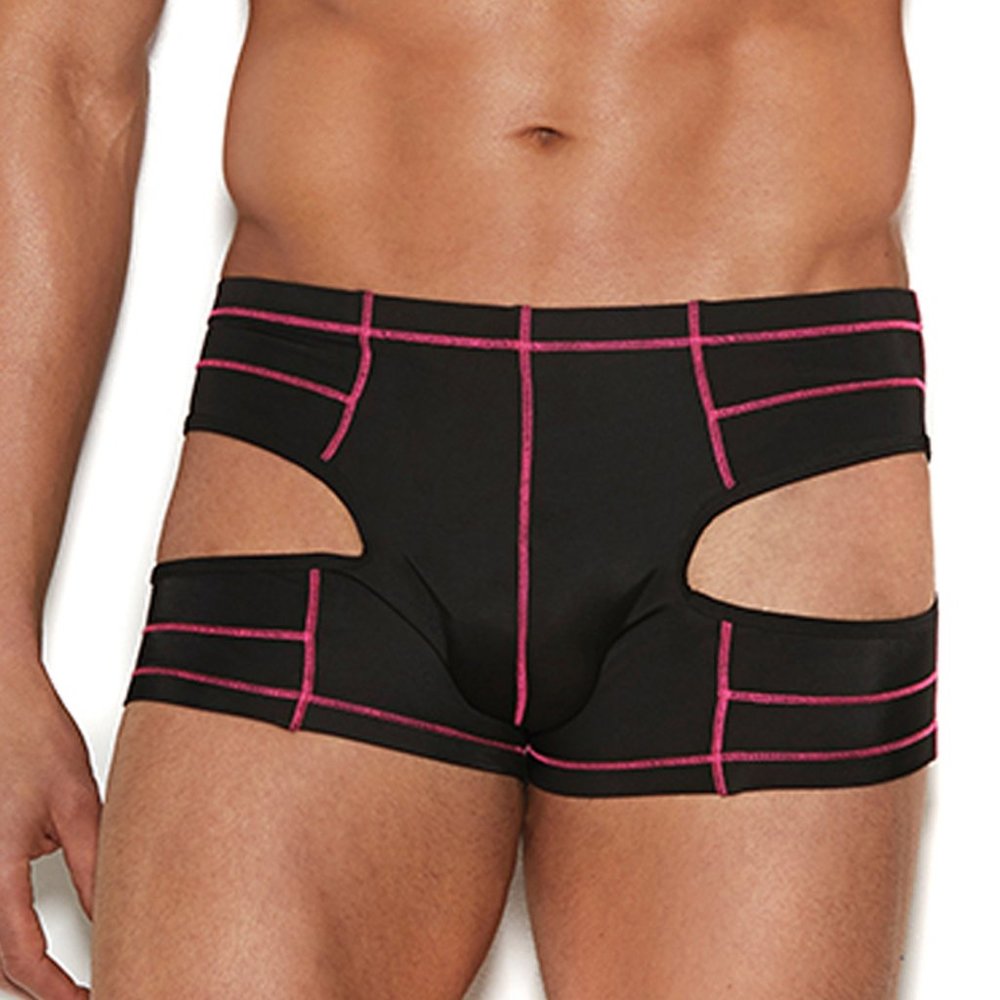Men's Boxer Brief Cut Out Sides Hot Pink Contrast
